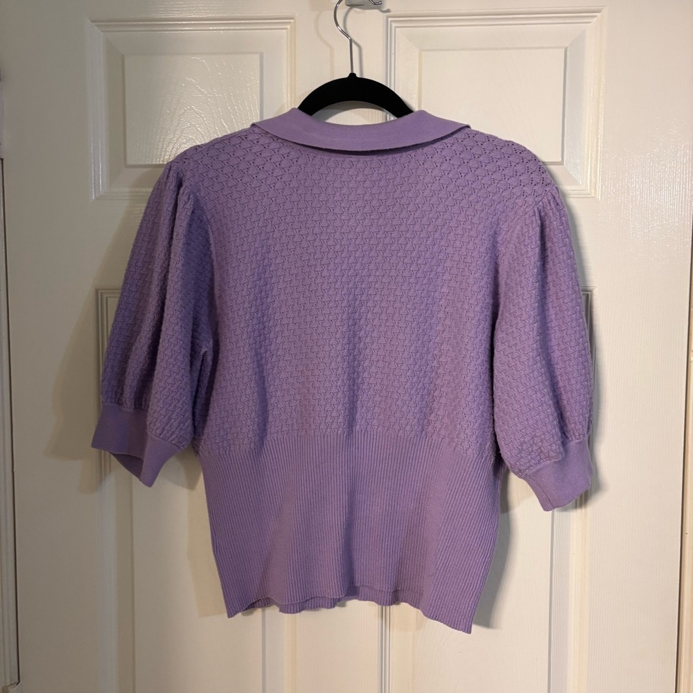 Express Lilac Collared Patterned Knit Short Puff … - image 6